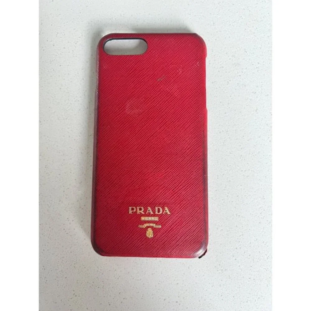 Authentic PRADA red Saffiano leather cover for iPhone 8 Plus